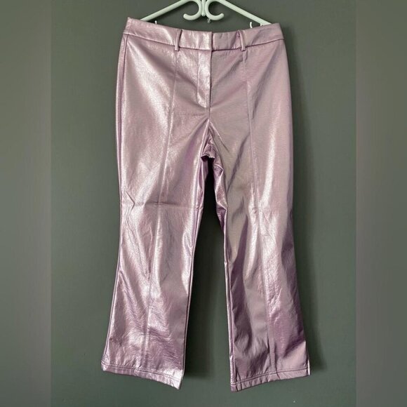 7 For All Mankind Metallic Pink Faux Leather Pants Barbiecore - Picture 3 of 10